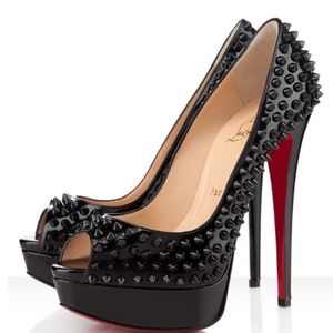 Christian Louboutin's Follies Spikes in shiny blac